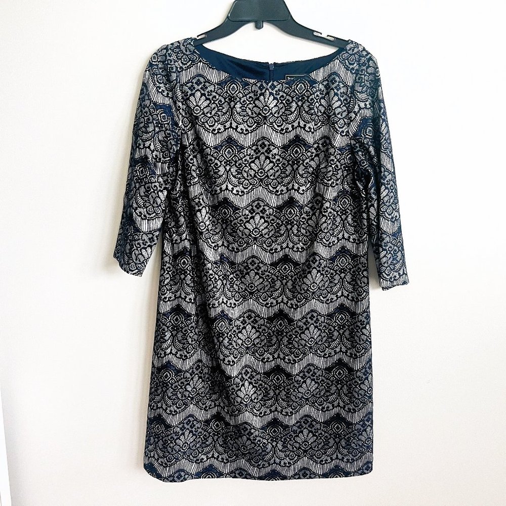 Ladies Lace Dress in Navy & Silver by Jessica Howard in Size 14P